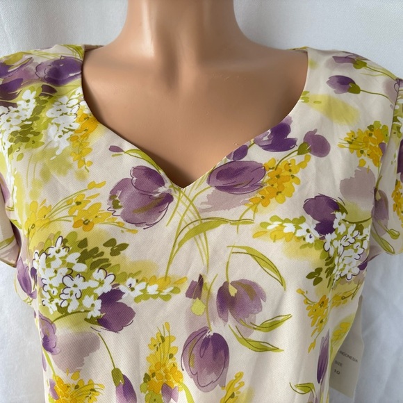 J.B.S. Purple and Yellow Midi Pencil Dress Resort Wear - Picture 2 of 16